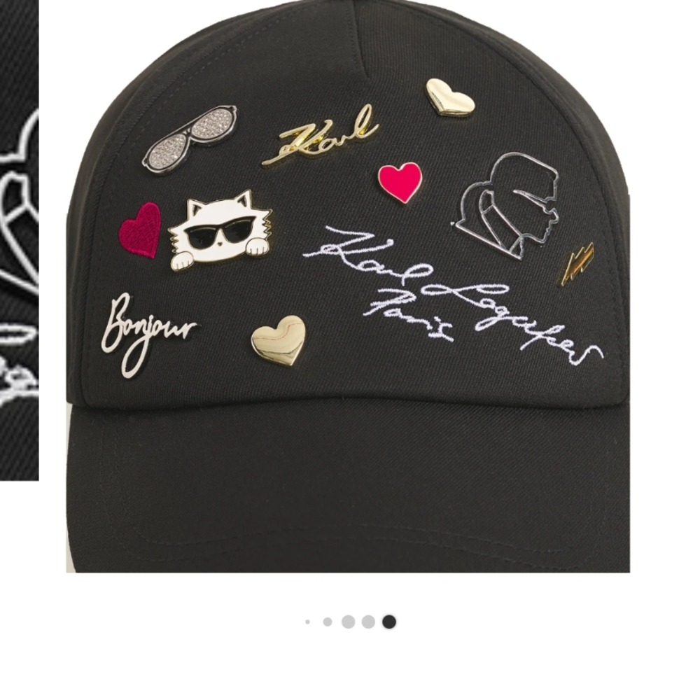 SOLD!  Karl Lagerfeld Black Cap with Embroidered Patches